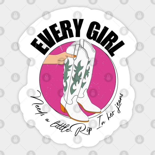 Every Girl Needs A Little Rip In Her Jeans Yellowstone Sticker by Exosia store